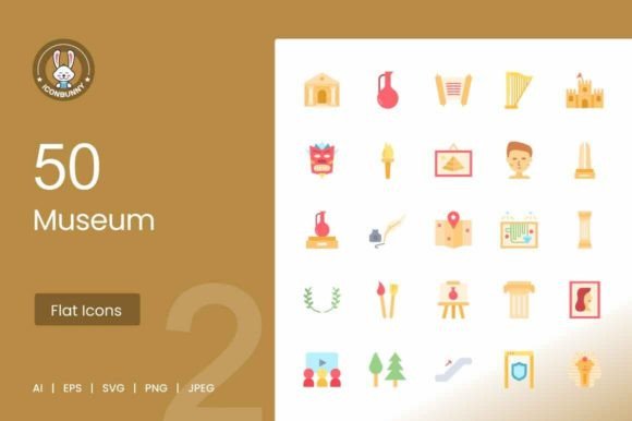 50 Museum Flat Multicolor Icons: A Visual Toolkit for Modern Storytelling