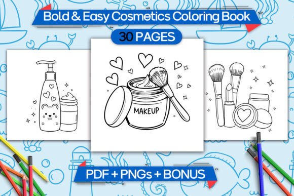 Bold Easy Cosmetics Coloring Pages