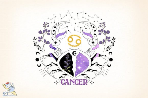 Floral Zodiac Cancer Sublimation Art