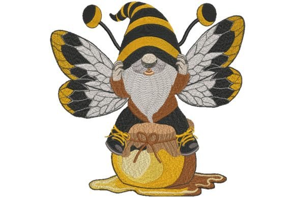 Honey Bee Gnome: A Charming Embroidery Design for Every Crafter