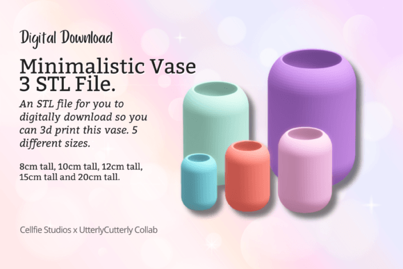 Minimalistic 3 Vase STL File - Digital: A Versatile 3D Print for Every Space