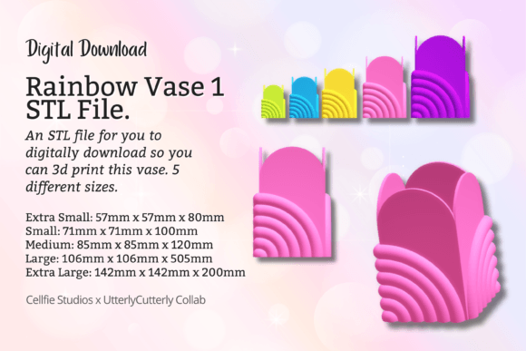 Rainbow Vase 1 STL File - Digital Download: A Versatile 3D Print for Home and Office Use